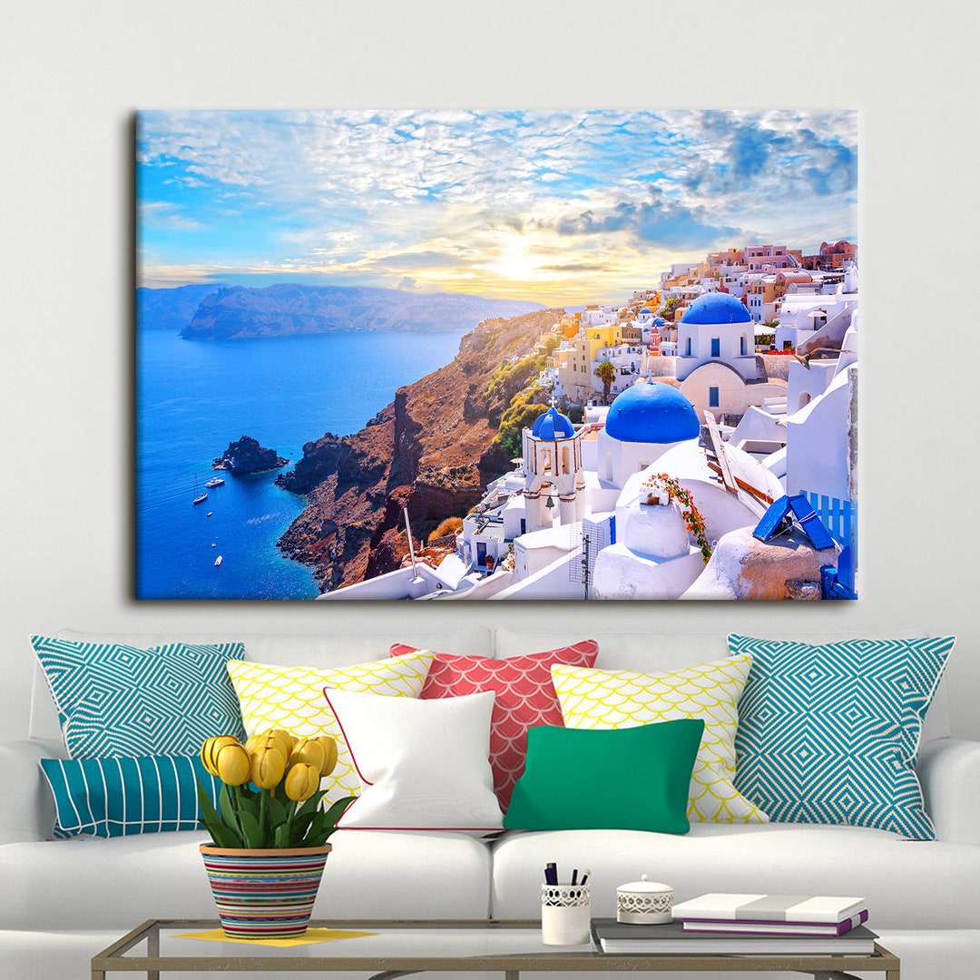 Canvas Wall Art Santorini Painting Santorini Greece Etsy