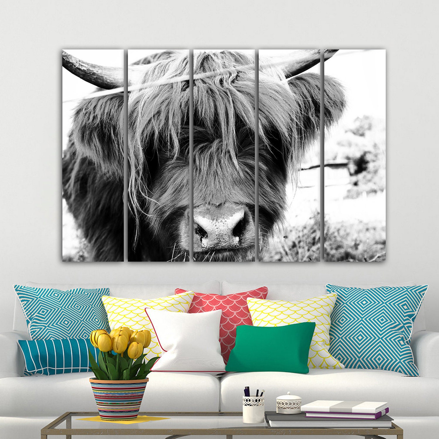 Highland Cow Canvas Wall Art Canvas Art Highland Cow Prints | Etsy