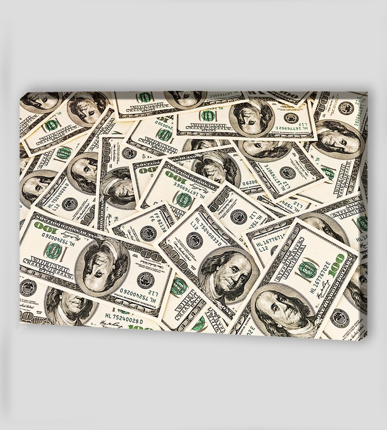 100 Dollars Bill Wall Art Canvas Wall Art Print Office Decor Etsy