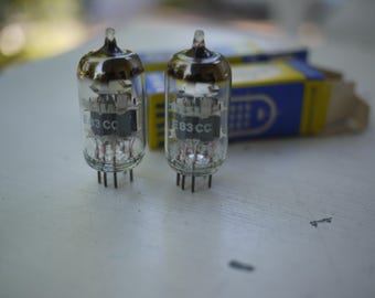 TESLA E83CC matching pair / NOS / Frame Grid like Telefunken ECC803S