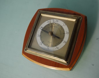 Genia Barometer aus Schweden / Messing auf Holz / Importmodell / 1950-70er Jahre