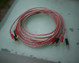 Project Connect it LS / 4プライ単線OFCケーブル / 2 x 3m、金メッキバナナプラグ付き 新品 ---> デモ機からのデッドストック品、金メッキ4mmバナナプラグ付き