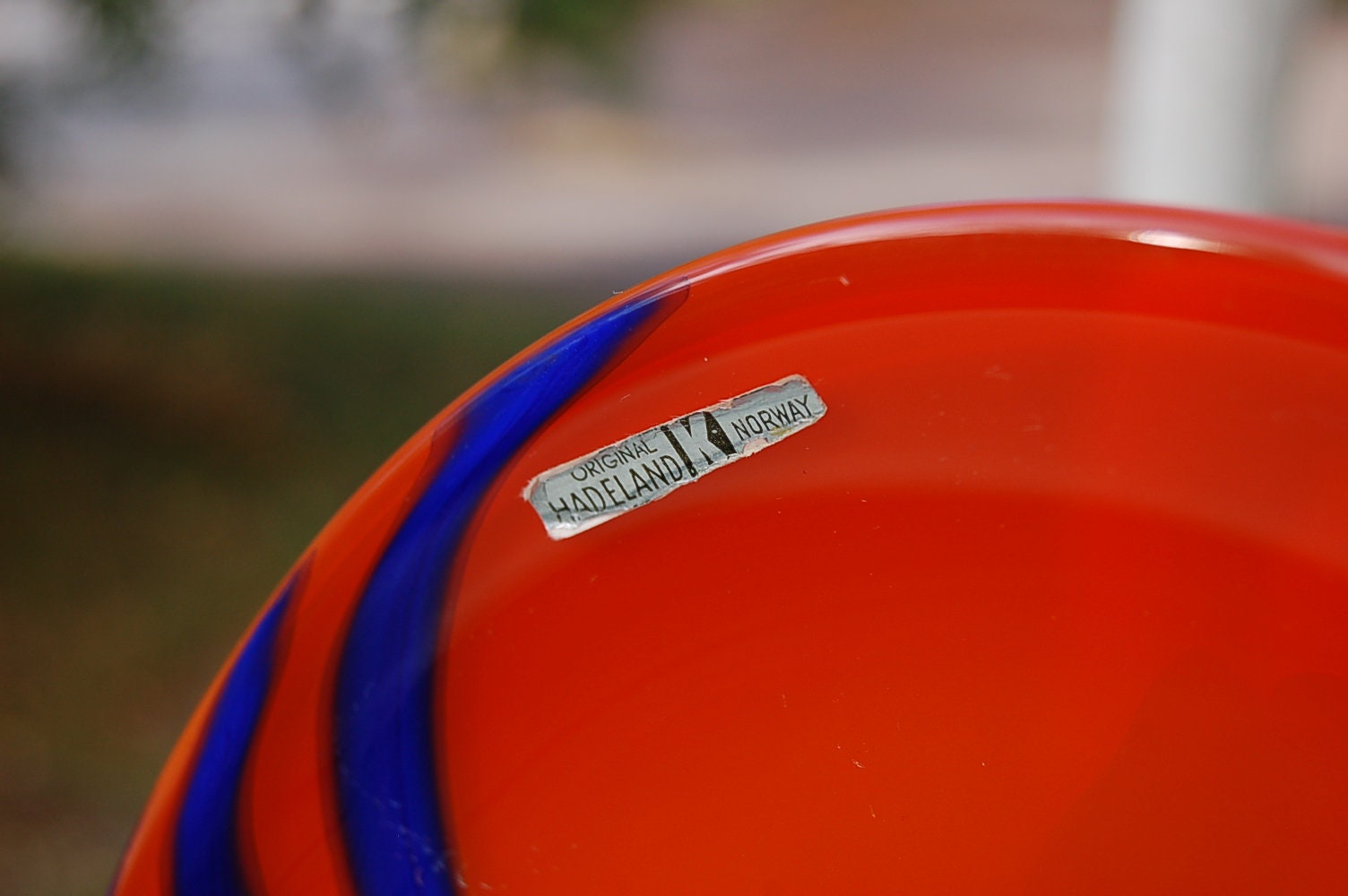 Hadeland Norway Design Plate / Plate / Orange / Blue / Hadeland