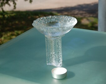 Orrefors Olympia torch as candle holder / Design Lars Hellsten / Sweden / Glasriket