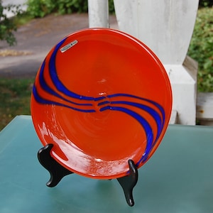 Hadeland Norway Design Plate / Plate / orange / blue / Hadeland Glassverk