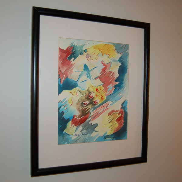 Klabunde watercolor - framed - original / turquoise-blue / avant-garde / Germany / expressionism