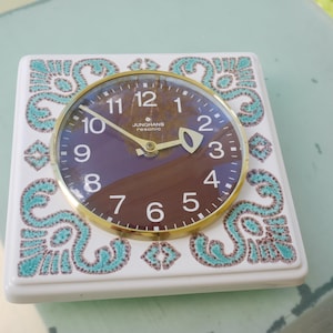 Junghans Resonic kitchen clock / ceramic / 70s / wall clock & clockwork made in Germany / battery operated / Mandala design