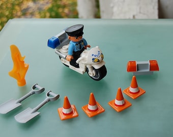Lego Duplo Police Motorcycle / Construction Site / Accessories / Shovel / Flame