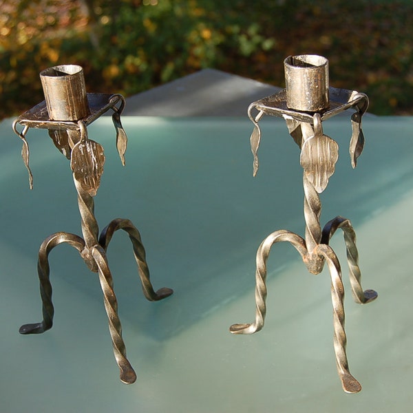 Käck & Hedbys Schmiede candlestick with leaves / 1 pair / from Sweden / Design Gustaf Ancarkrona / original price 140 Euro