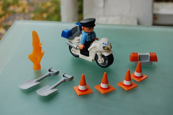 Duplo Police Motorcycle / Construction Site Accessories - Etsy