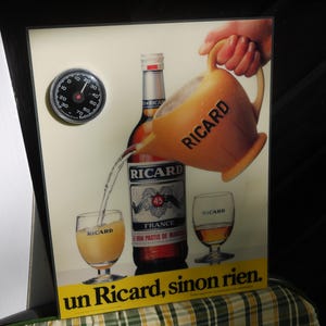 Ricard France advertising poster with thermometer / Pastis de Marseille / a Ricard, not exactly / Original / Decoration for bars, hobby rooms, etc.