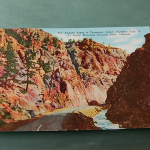 Thompson Canyon / Rocky Mountains Cartolina postale vintage degli anni '50 dagli Stati Uniti