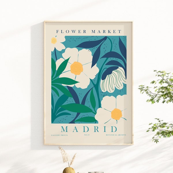 Botanical Wall Art, Flower Market Madrid Print, Digital Download Flower Wall Art, Botanical Print, Flower Art Poster, Digital Prints