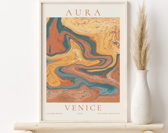 Aura Energy Poster, Venice City Travel Print, Gradient Wall Art, Orange Blue Poster, Bright Art Print, Psychedelic Poster, Digital Download