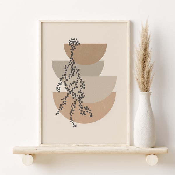 Boho Wall Decor, Cozy Prints, Warm Color Art Print, Eucalyptus Print, Modern Floral Decor Print, Digital Download, Mid Century Modern