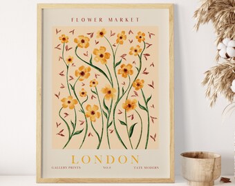 Botanical Wall Art, Flower Market London Print, Digital Download Flower Wall Art, Botanical Print, Flower Art Poster, Paris Digital Prints