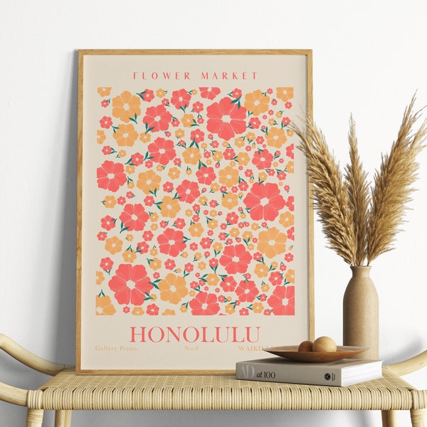 Honolulu Digital Prints, Botanic Prints, Flower Market Art Print, Flower Poster, Matisse Cut Out Prints, Floral Wall Art, Flower Artwork