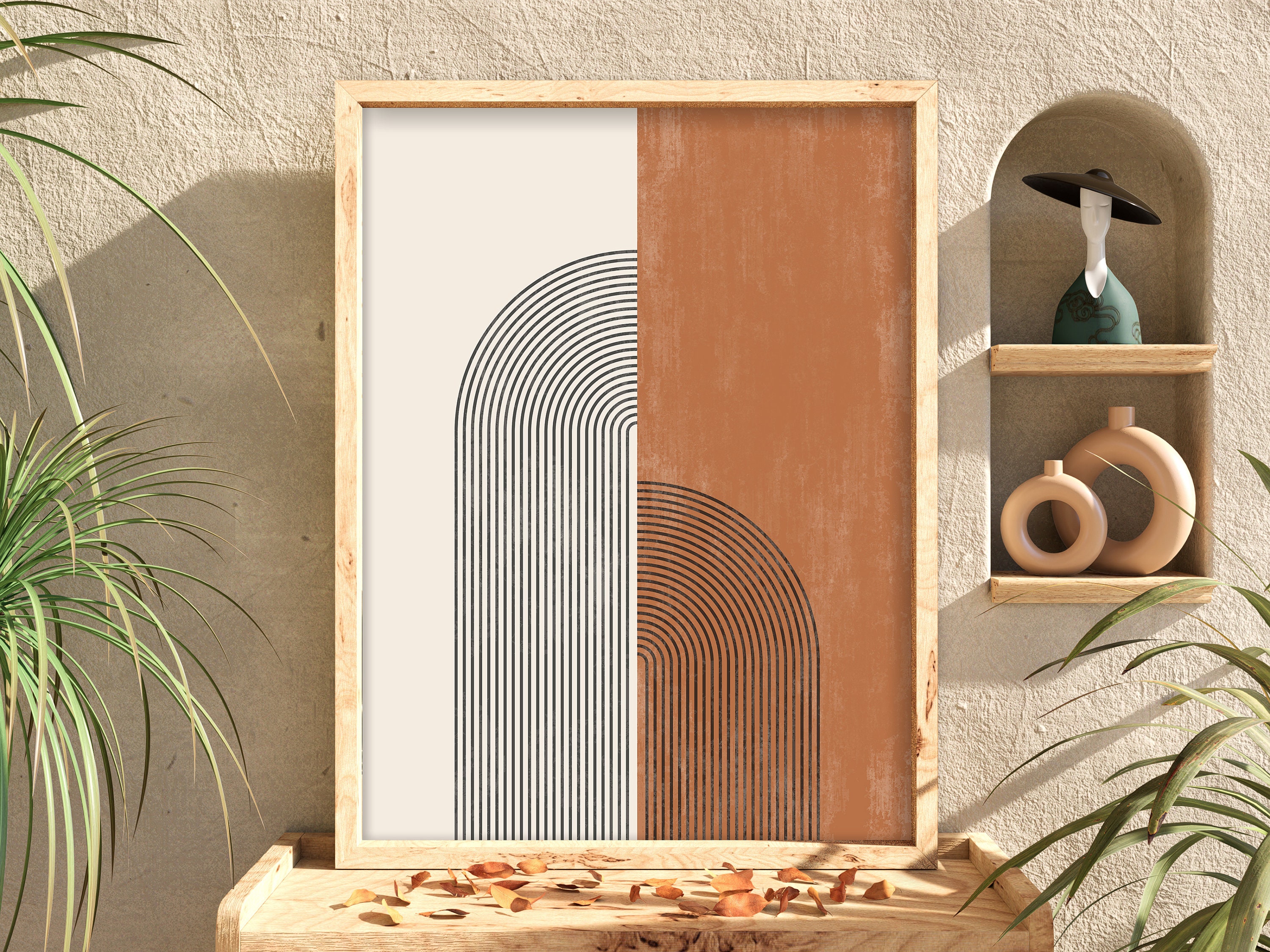 Mid Century Modern Neutral Color Print Terracotta Poster - Etsy