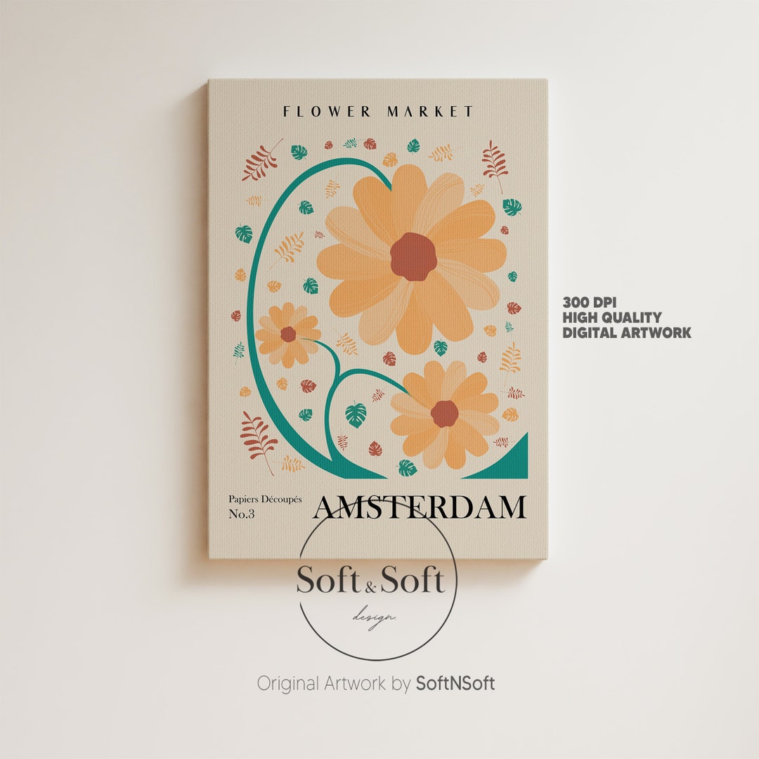 Botanical Wall Art, Flower Market Print, Amsterdam Flower Wall Art ...