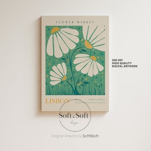 Flower Market Print, Floral Poster, Botanical Wall Art, Lisbon Art Prints, Digital Download, Matisse Print, Matisse Cut Out Poster