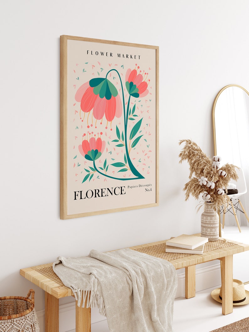 Flower Market Print, Floral Poster, Botanical Wall Art, Florence Art Prints, Digital Download, Matisse Print, Matisse Cut Out Poster