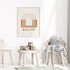 Nursery Wall Art, Baby Decor Prints, Kid Abacus Poster, Colorful Wall Art, Nursery Prints, Kid Education Poster, Unisex Kids Print, Digital