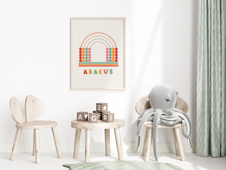 Nursery Wall Art, Baby Decor Prints, Kid Abacus Poster, Colorful Wall Art, Nursery Prints, Kid Education Poster, Unisex Kids Print, Digital