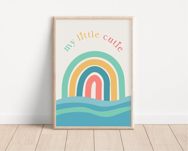 Nursery Print, Kids Rainbow Decor, Baby Quote Print, Baby Room Poster, Newborn Gift, Colorful Wall Art, Playroom Print, Digital Nursery Art image 1