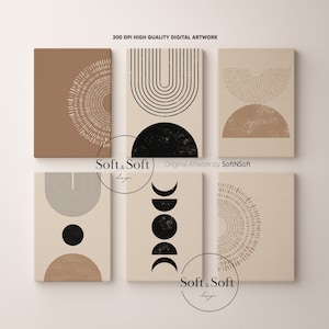Boho Gallery Wall Art Set, Printable Wall Art, Digital Prints, Mid Century Modern, Neutral Color Prints, Handmade Home Decor, Boho Decor