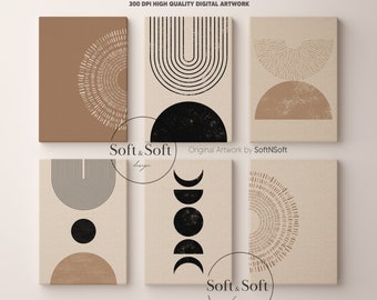 Boho Gallery Wall Art Set, Printable Wall Art, Digital Prints, Mid Century Modern, Neutral Color Prints, Handmade Home Decor, Boho Decor