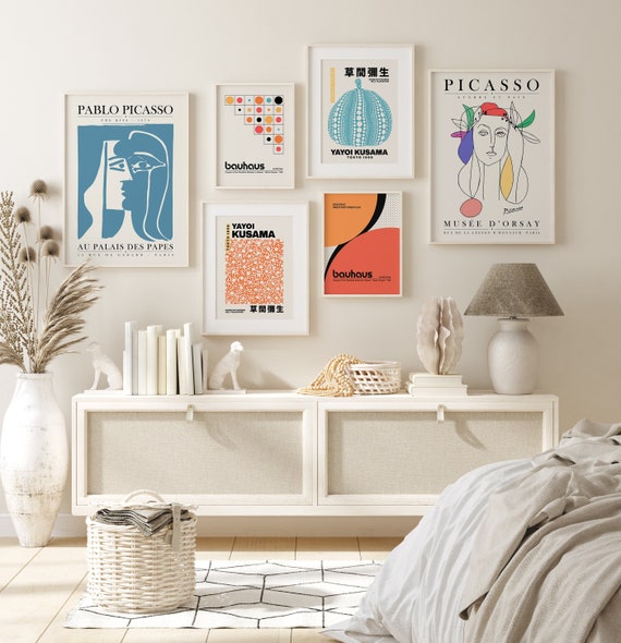 Arte da parete espositiva, Stampe da parete della galleria, Set di 6  poster, Arte donna Picasso, Stampa Yayoi Kusama, Poster Bauhaus, Stampe di  decorazioni per la casa moderne -  Italia