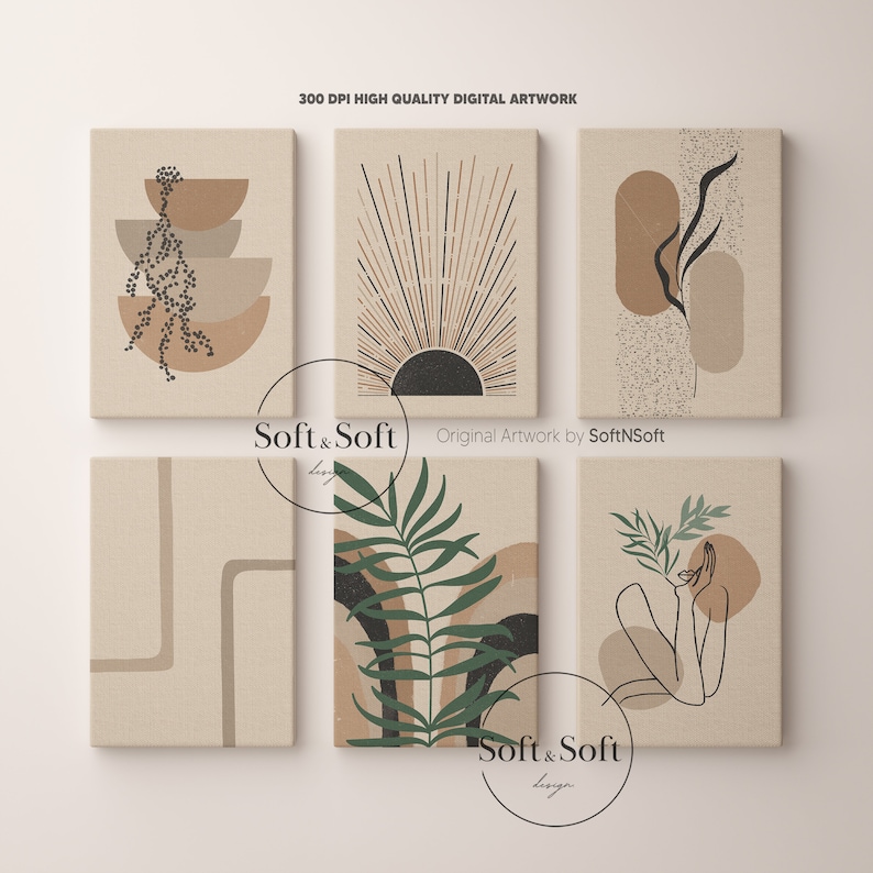 Bohemian Wall Art, Neutral Boho Set of 6 Prints, Boho Room Decor, Downloadable Prints, Gallery Wall Art, Wall Art Prints, Digital Download