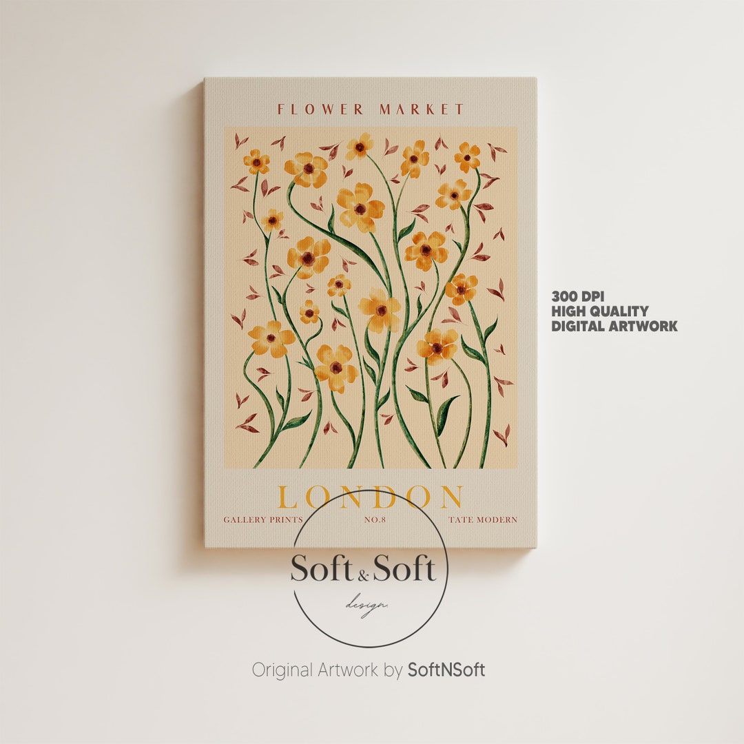 Botanical Wall Art, Flower Market London Print, Digital Download Flower ...