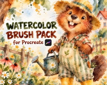 Realistic Procreate Watercolor Brushes for Storybook Illustration, with Paper Textures & 50 Color Palettes