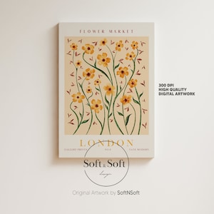 Flower Market Print, Set of 9, Botanical Wall Art, Floral Decor Posters ...