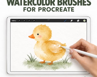 Procreate Watercolor Brush Set, Watery Washes, Dry Brush Textures and Soft Painting Strokes