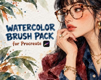Watercolor Procreate Brush Bundle: 40+ Painting Brushes, Textured Paper & 50 Color Palettes