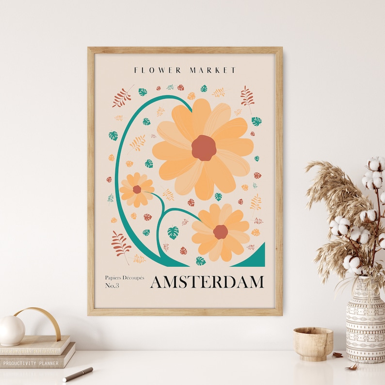 Botanical Wall Art, Flower Market Print, Amsterdam Flower Wall Art ...