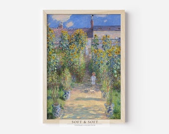 Monet Vintage Print, Monet Garden Print, Monet Sunflowers Print, Eclectic Wall Art, European Painting, Oil Painting Print, Landscape Poster