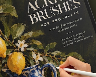 105 Acrylic Procreate Brushes, 50 Paper Textures, 50 Color Palettes (Digital Download)