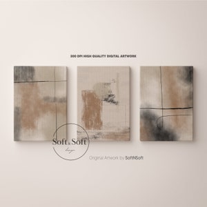 Abstract Wall Set, Canvas Texture Print, Gallery Wall Art, Nordic Art Prints, Modern Home Decor, Brush Strokes Art, Neutral Beige Prints