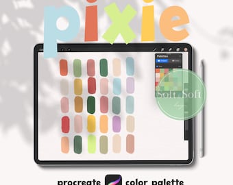 Pixie Procreate Color Palette, 30 Yellow Orange Purple Green Colors, Boho Color Swatch, Ipad Painting Tool, Digital Download, Procreate Art