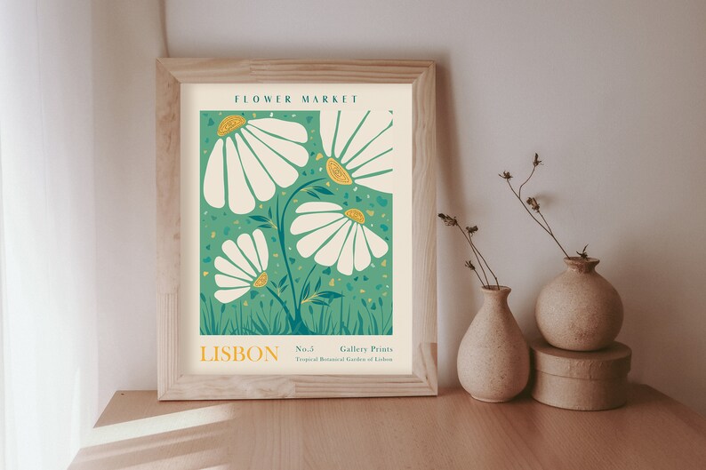 Flower Market Print, Floral Poster, Botanical Wall Art, Lisbon Art Prints, Digital Download, Matisse Print, Matisse Cut Out Poster