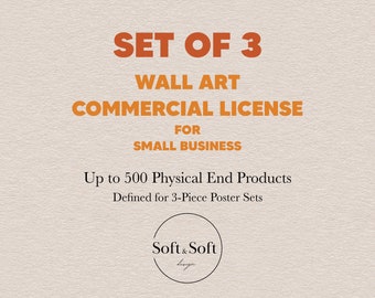 Commercial License for 3 Piece of Poster Sets, Wall Art License, Physical Product Commercial License, Small Business Licenses of Set of 3