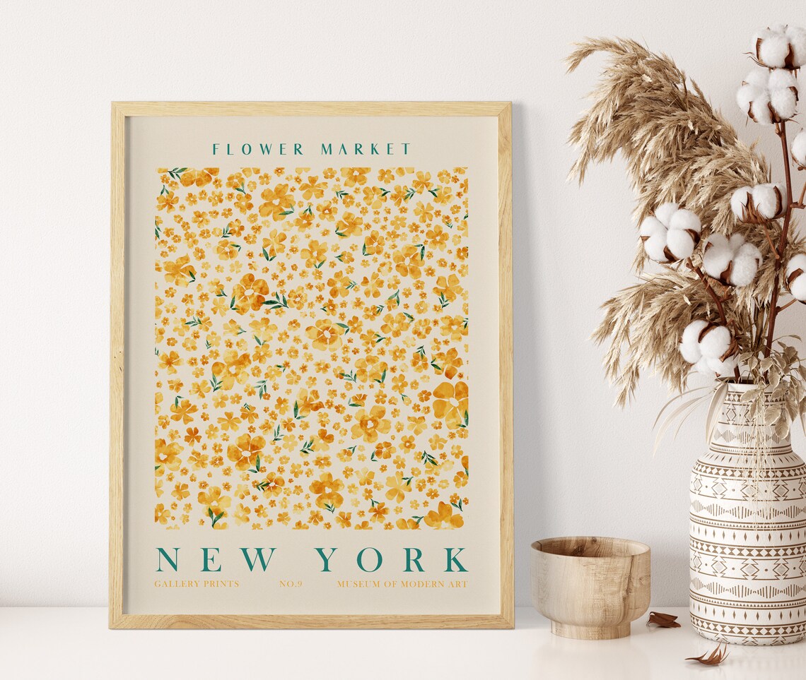 Flower Market Print Set of 9 Botanical Wall Art Floral - Etsy
