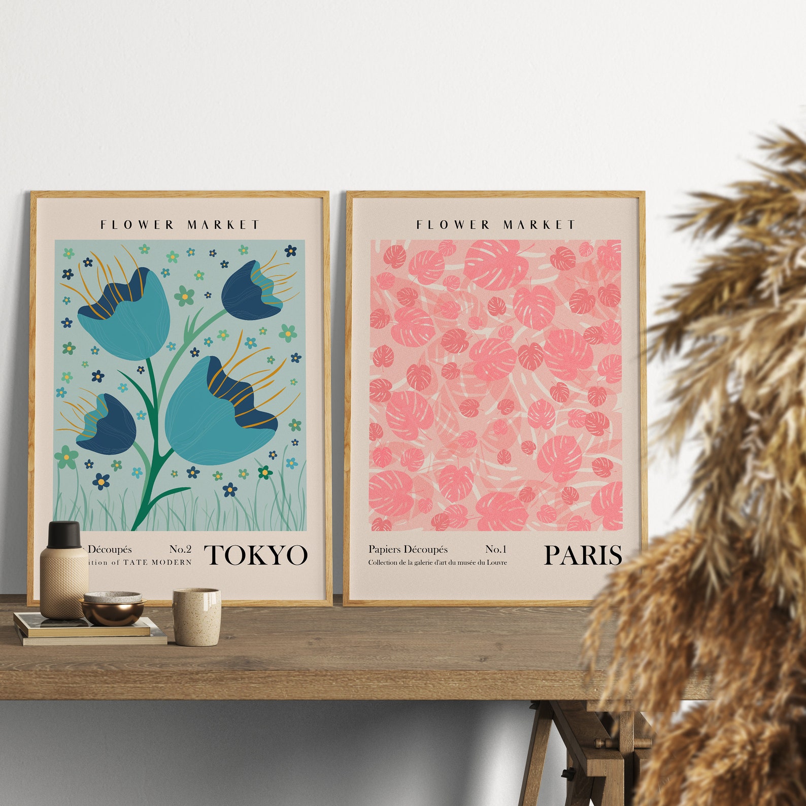 Flower Market Print Set of 9 Botanical Wall Art Floral - Etsy