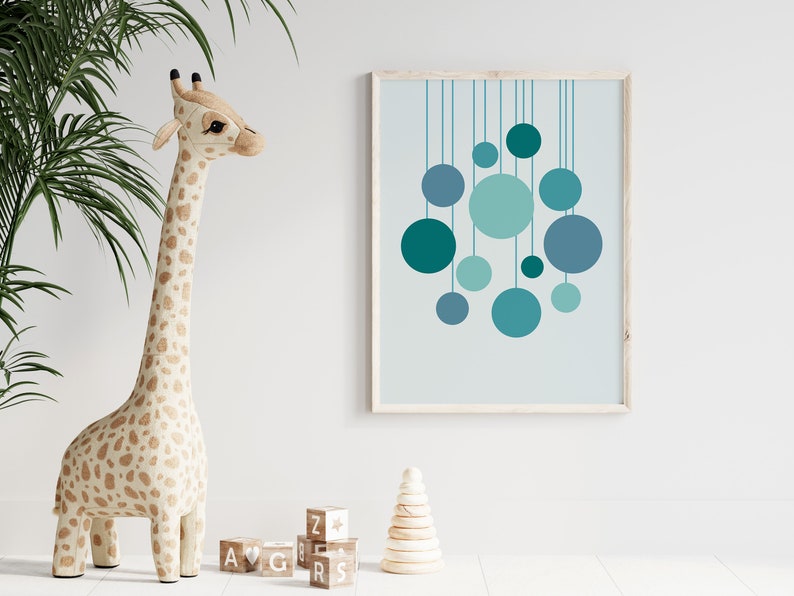 Nursery Art Print, Kids Room Poster, Baby Wall Art, Blue Dots Poster ...