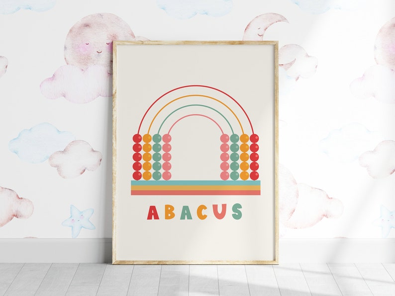 Nursery Wall Art, Baby Decor Prints, Kid Abacus Poster, Colorful Wall Art, Nursery Prints, Kid Education Poster, Unisex Kids Print, Digital