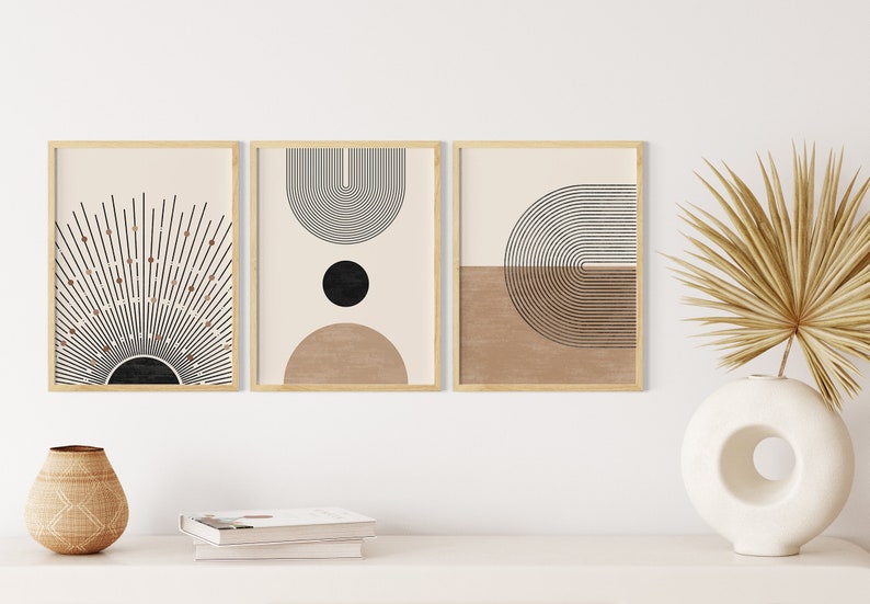 Mid Century Modern, Set of 9 Prints, Neutral Wall Art Set, Gallery Wall ...