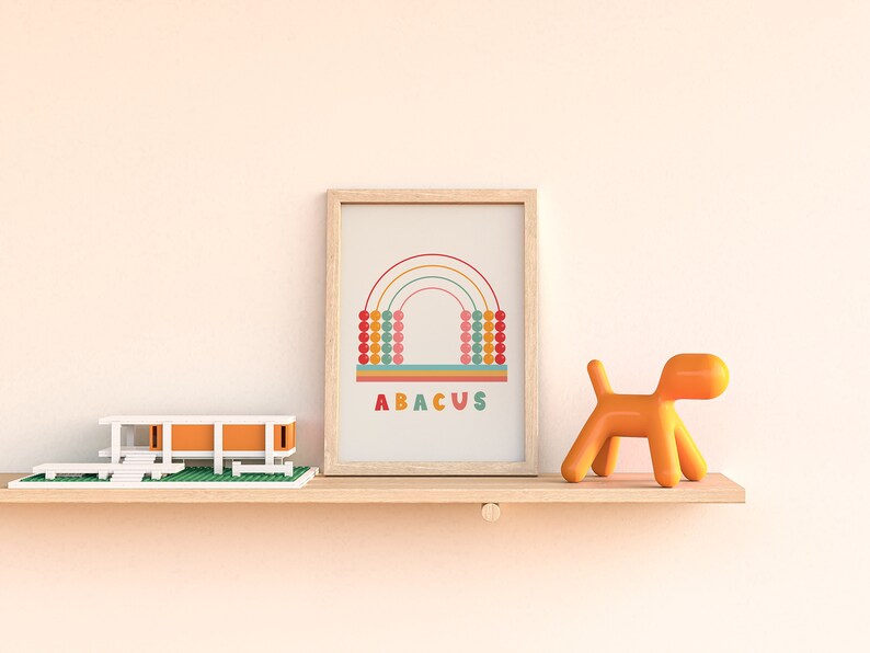 Nursery Wall Art, Baby Decor Prints, Kid Abacus Poster, Colorful Wall Art, Nursery Prints, Kid Education Poster, Unisex Kids Print, Digital